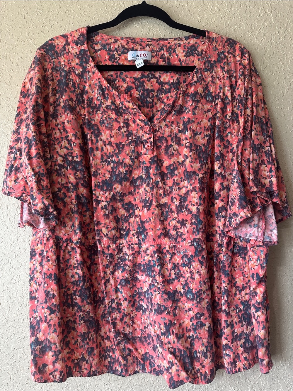 Denim & Co. Multicolored Abstract Print Top